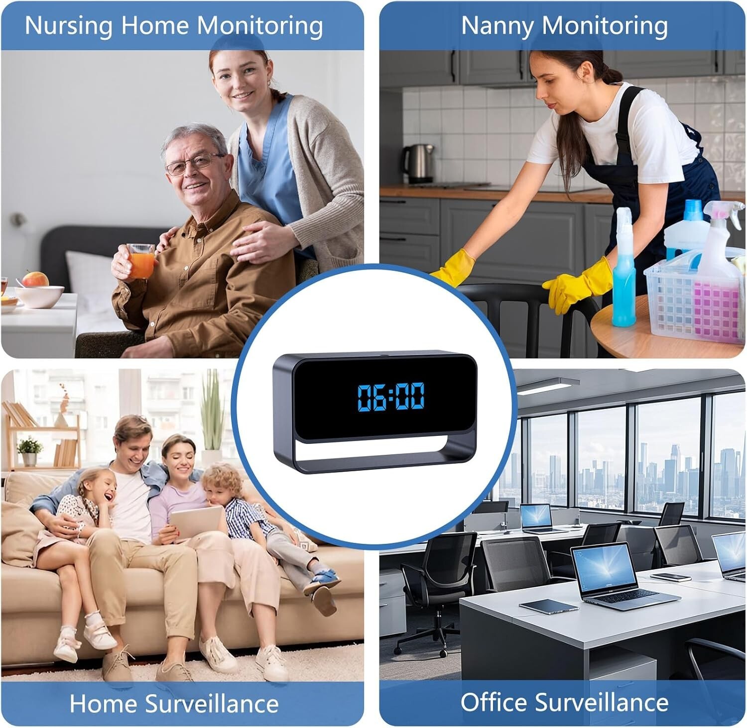 Camara Espia Oculta Reloj Despertador Seguridad 1080P Detector Movimiento NUEVO