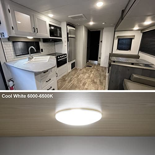 2 Pack RV LED Ceiling Puck Light RV Boat Interior Light DC 2 Pack/Cool White