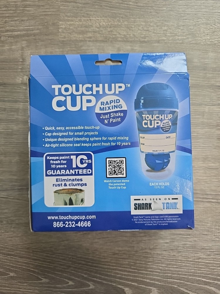 Touch Up Cup Two Pack Paint Storage Solution Recycled Plastic Blue Lid Sticker