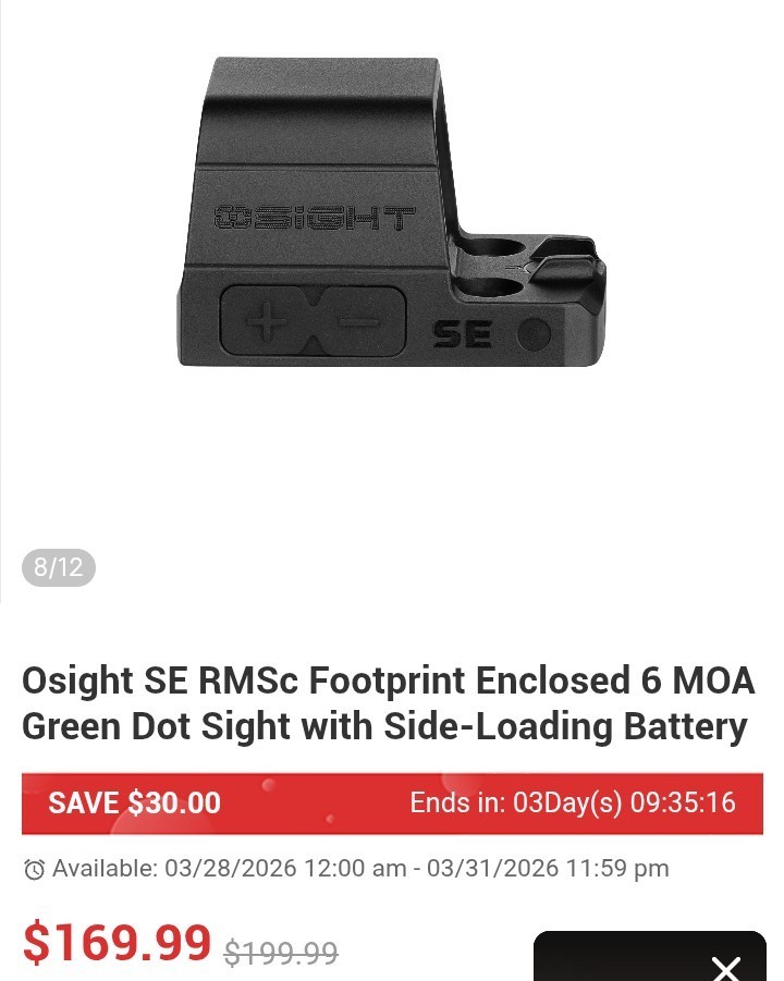 O Sight SE Green Dot Enclosed Glock 43x