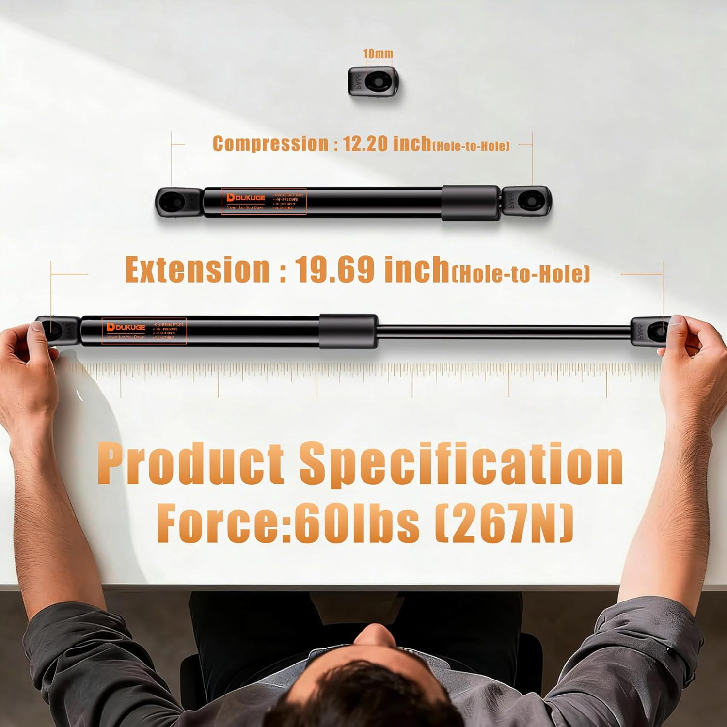 20 Inch 60Lb Gas Struts for Tanning Bed & RV Bed (Weight: 48–66Lb), OEM# 4450, C