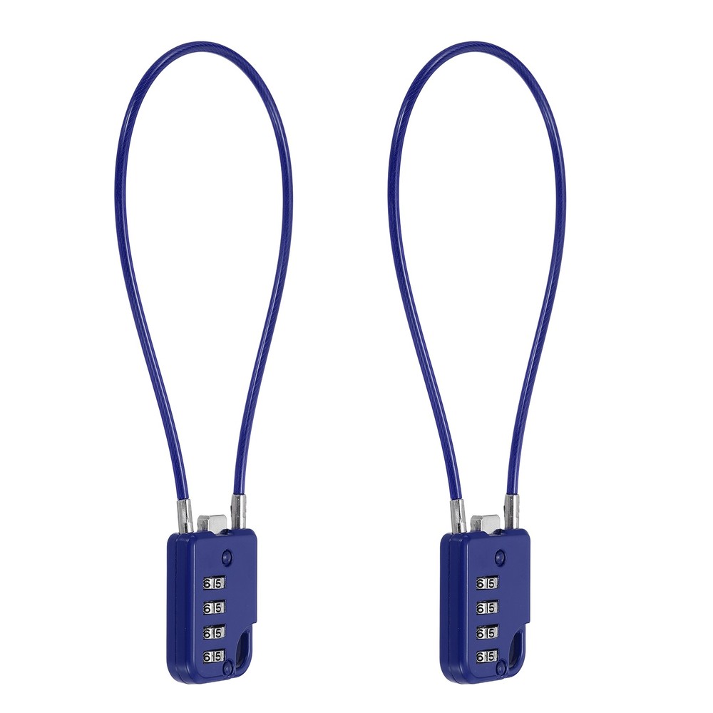 2-Pack Combination Padlock, 4 Digit 12 in Cable Luggage Lock [Blue]