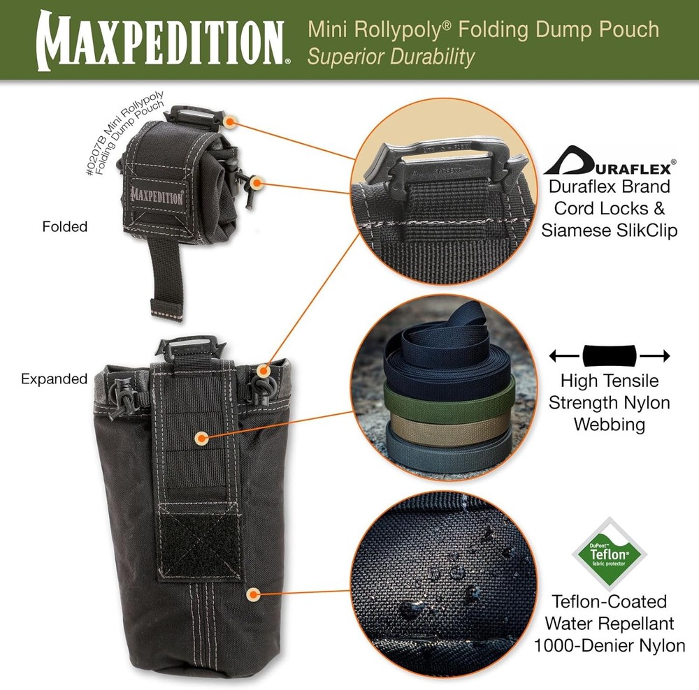 MAXPEDITION Mini Rollypoly Folding Dump Pouch One Size, Black