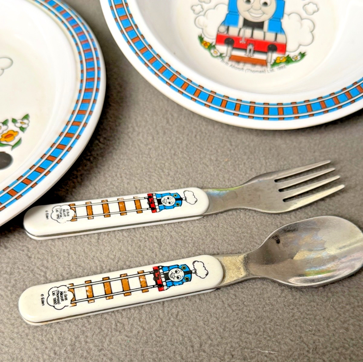 Eden Thomas The Tank Engine & Friends Melamine Dinnerware Set & Silverware 1992