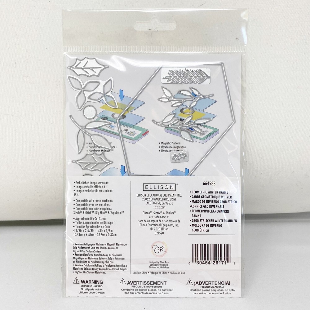 Sizzix Thinlits Geometric Winter Frame Cutting Dies by Olivia Rose 664583 NEW