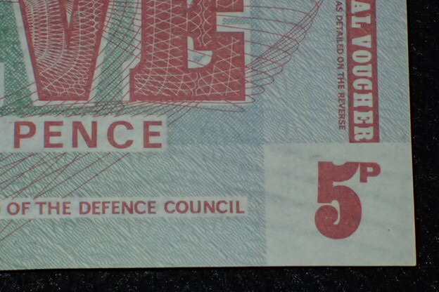 British Armed Forces Five 5 New Pence Military Payment Certificate Note 6th Ser.