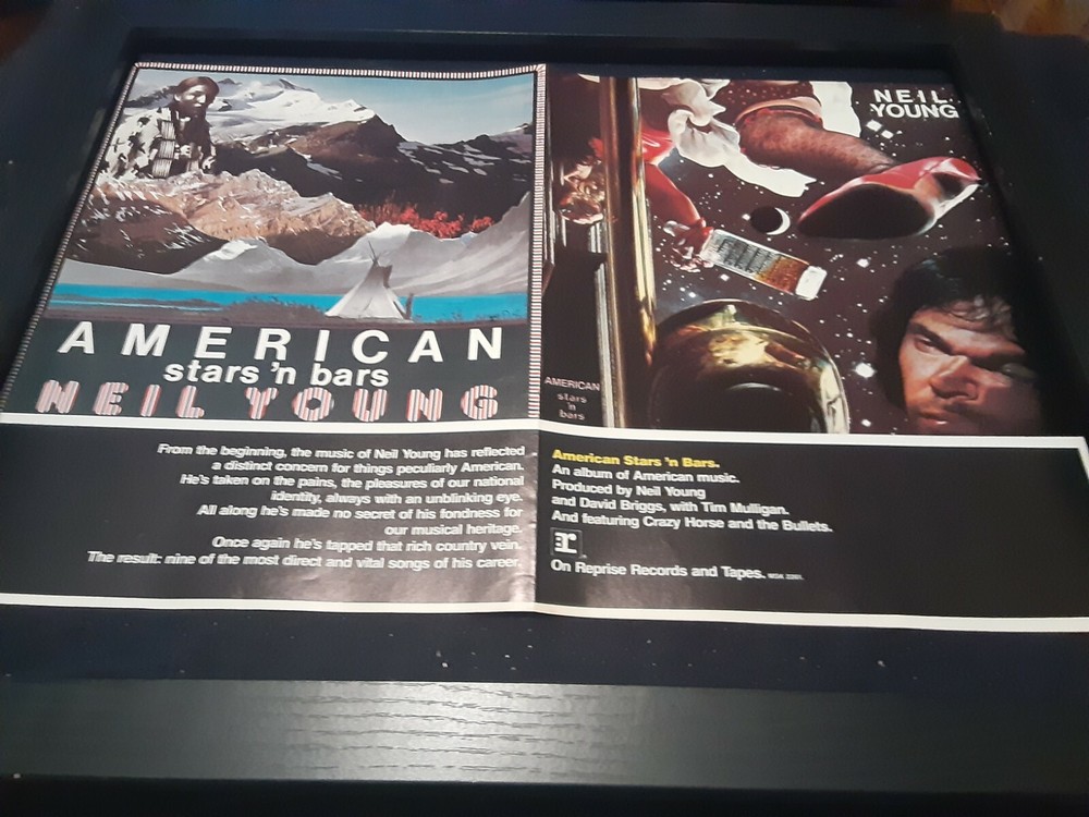 Neil Young Stars N Bars Rare Original Promo Poster Ad Framed!