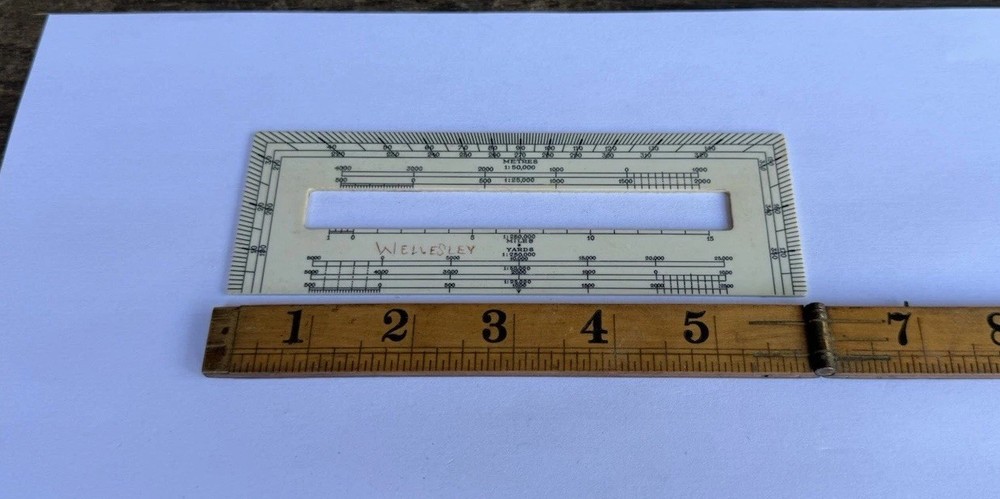 Vintage Original WW2 Ivorine 6" Rectangular Protractor Mk IV Map Measuring Tool