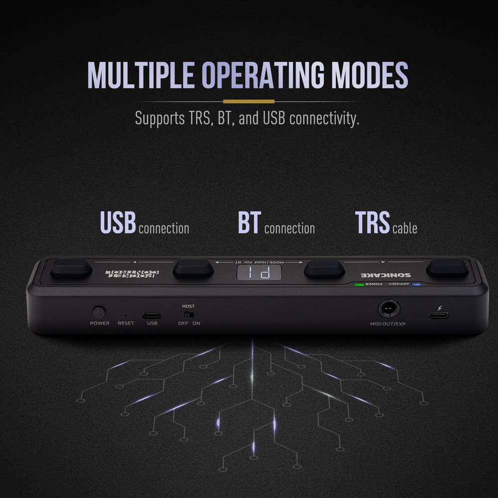 Sonicake Pocket Control Wireless MIDI Controller - 4 Programmable Footswitches