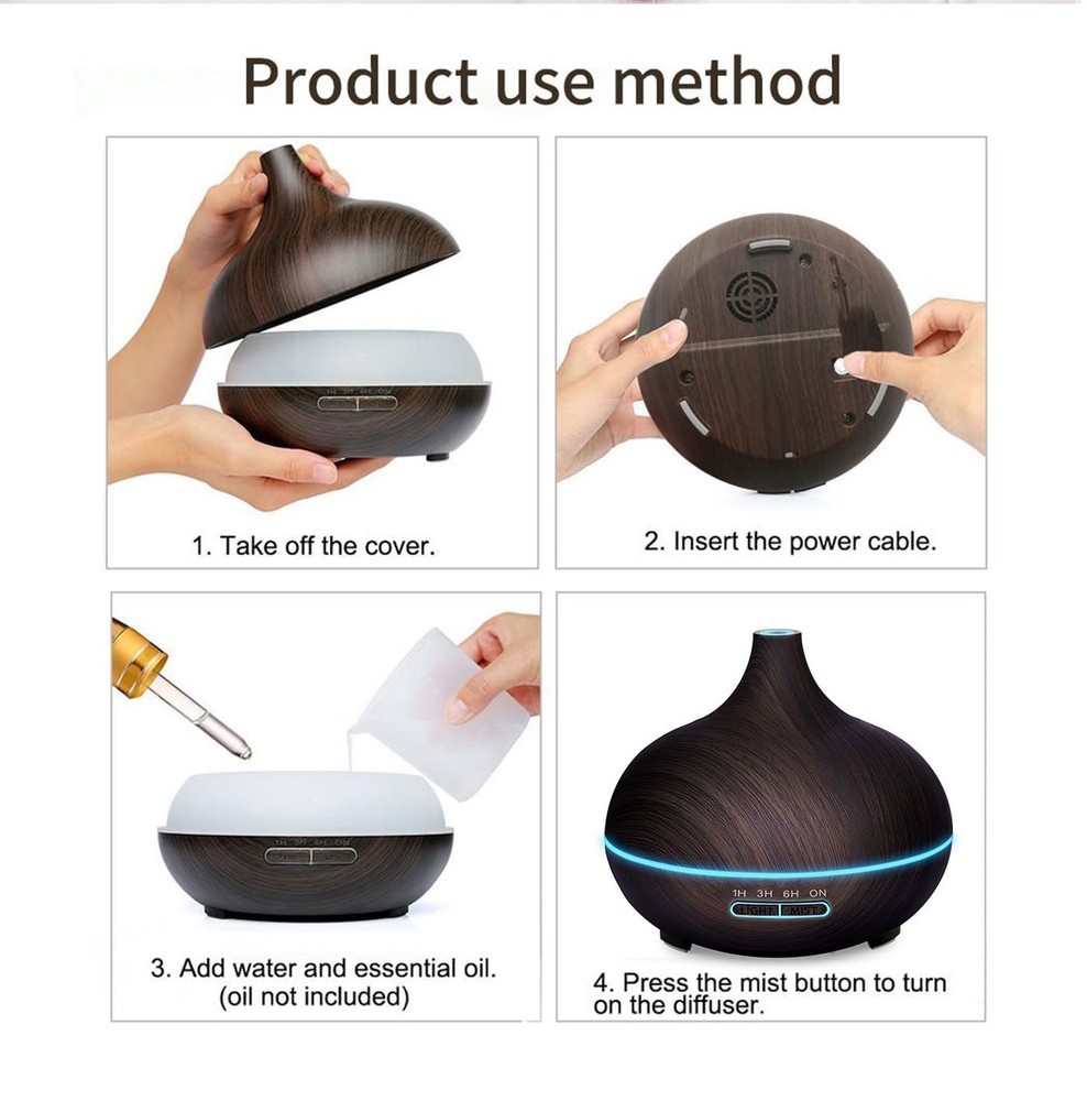 Diffusers for Essential Oils Large Room, 550ml Essential Oil Diffusers with R...