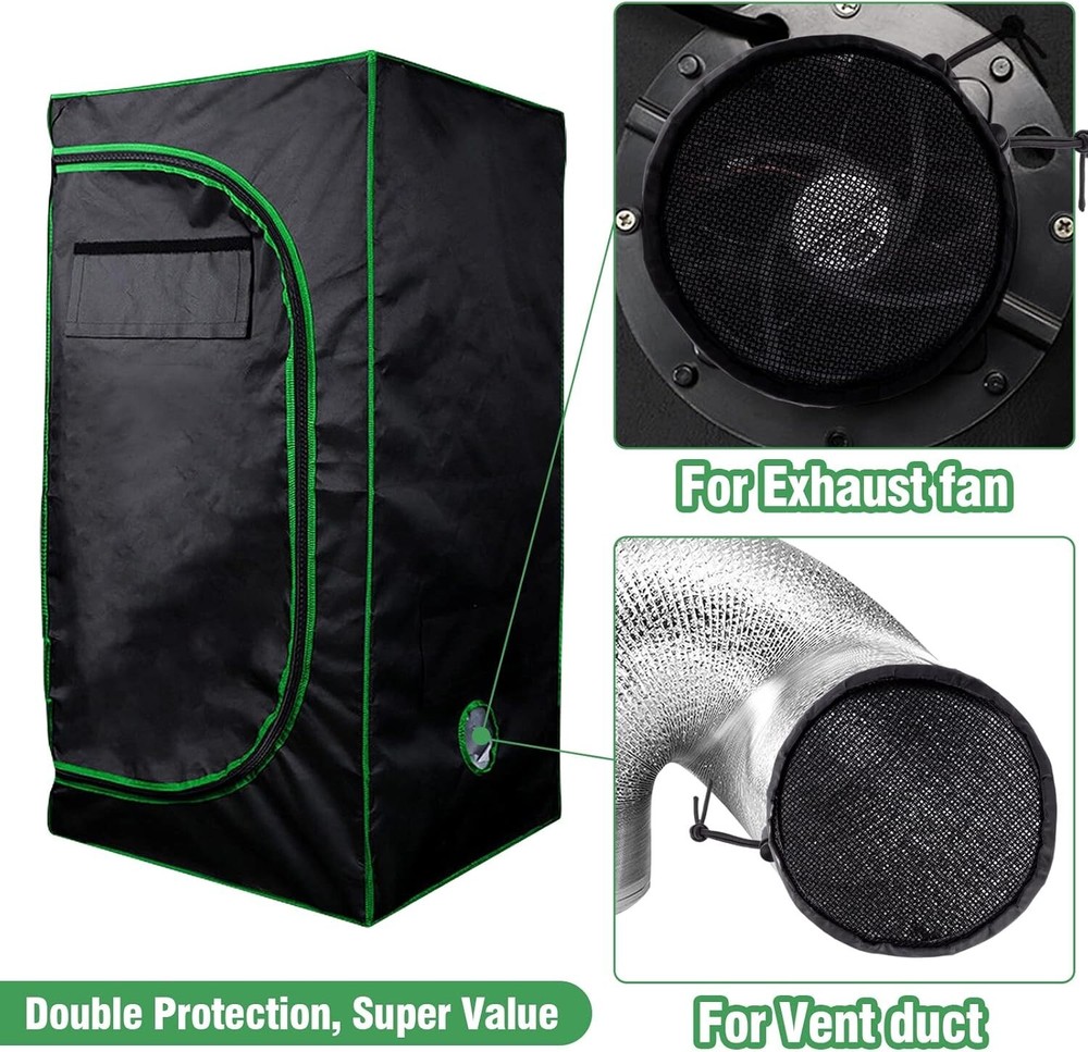 Durable Grow Tent Vent Cover Set – 8" Duct Filter with Drawstring Fastening