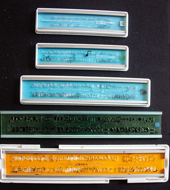 draughting pens and stencils