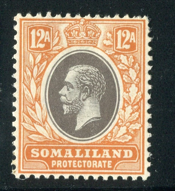 SOMALILAND PROTECTORATE; 1912 early GV issue Mint hinged 12a. value