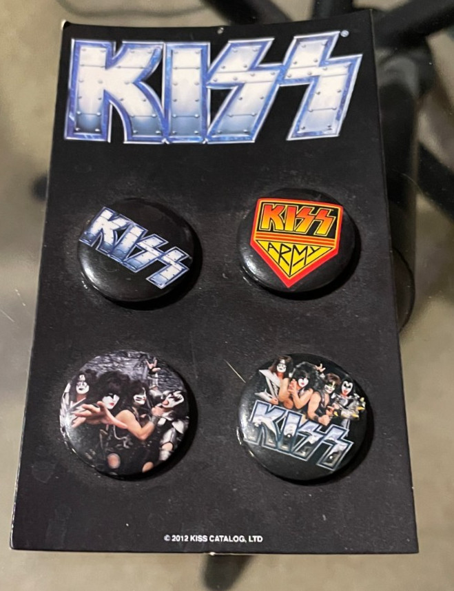 KISS - Four - 1" pins - 2012 Kiss Catalog - Kiss Army / Gene Simmons / Stanley