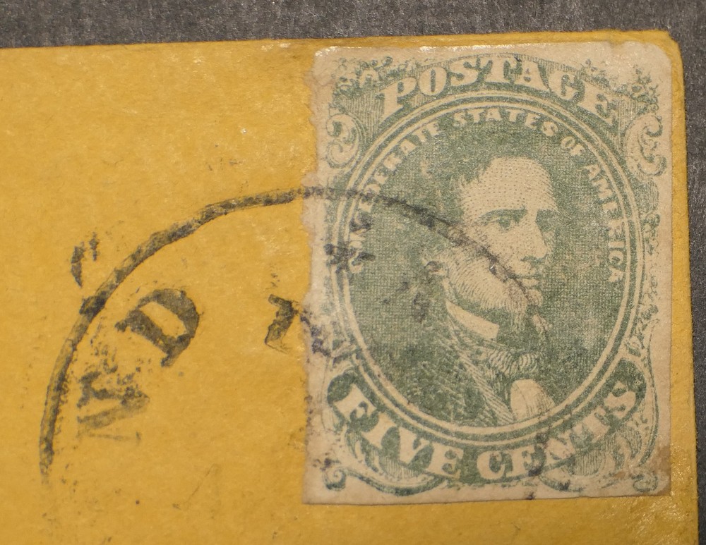 Confederate Scott # 1 on Cover, VF+