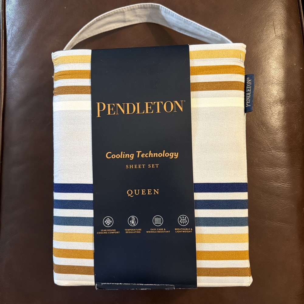 NeW Pendleton Queen Sheet Set Cooling Technology Westland Stripe