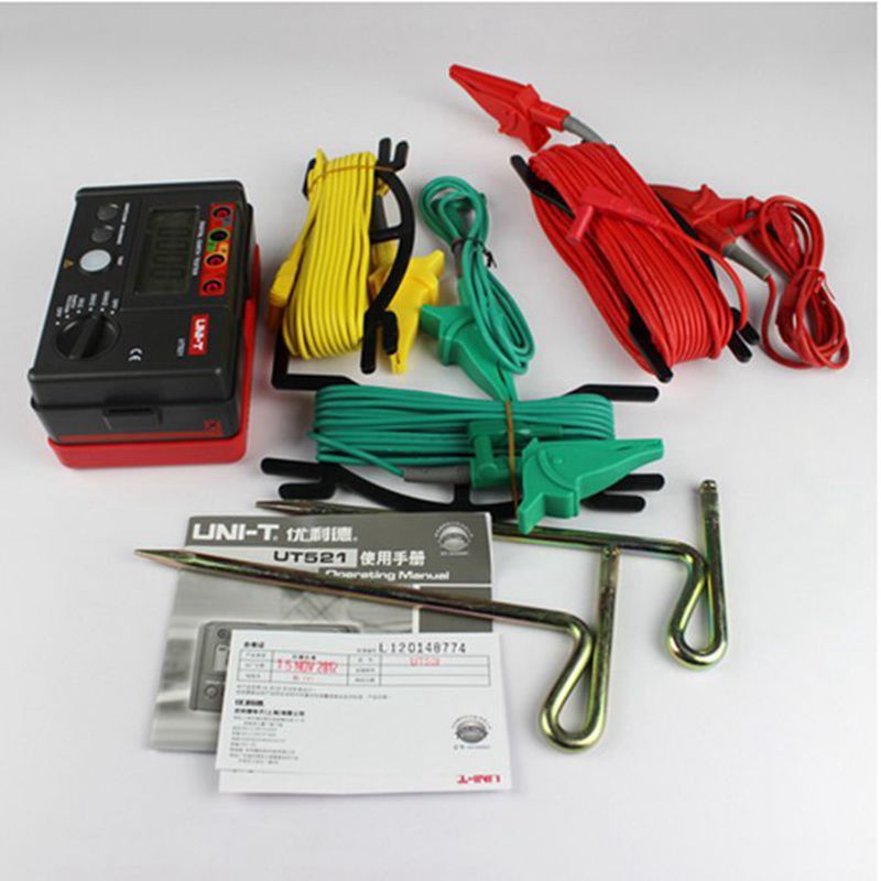 UNI-T UT522 Digital Earth Ground Resistance Tester Ohm AC Voltage Meter w/ Case