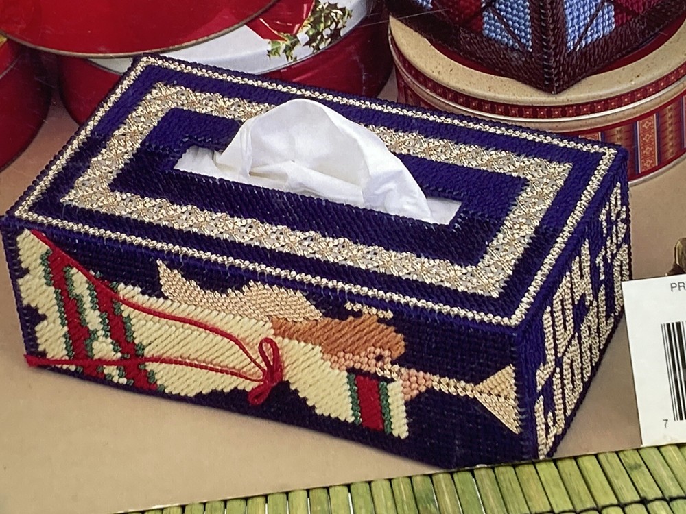 Vintage Annie's Attic Plastic Canvas Patterns Holiday Tissue Boxes 6 Patterns