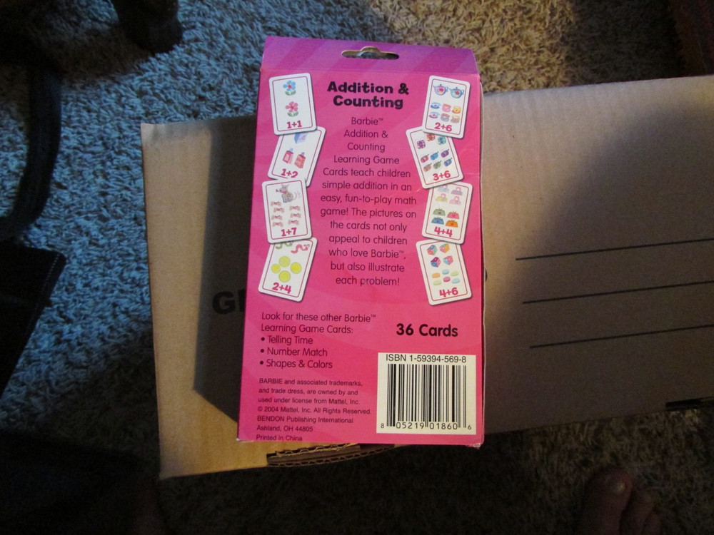Mattel Barbie Addition & Counting Learning Game Flash Cards Simple Easy Fun Math