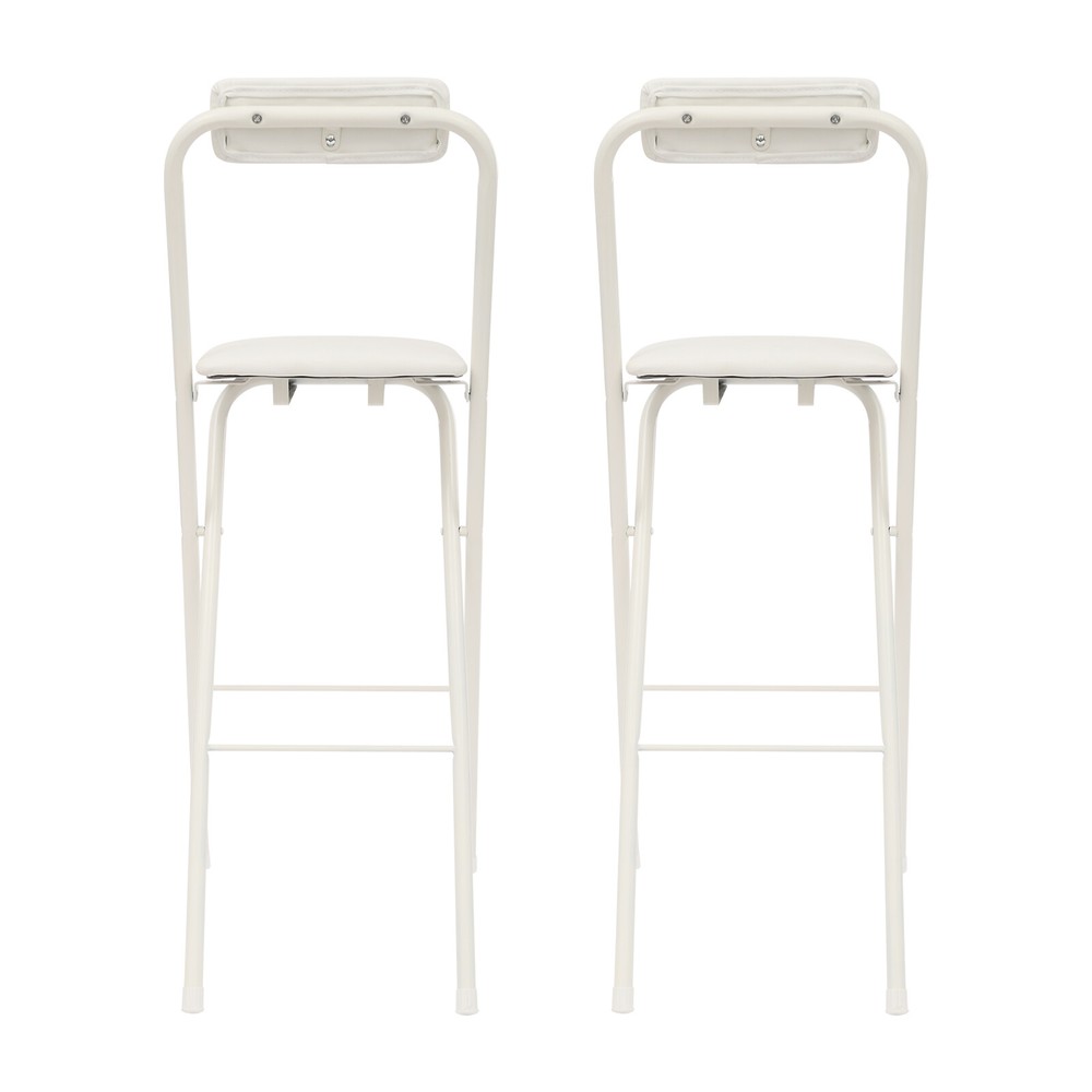 2PCS Modern Folding Bar Chairs, Space-Saving Design, Comfortable Seating White
