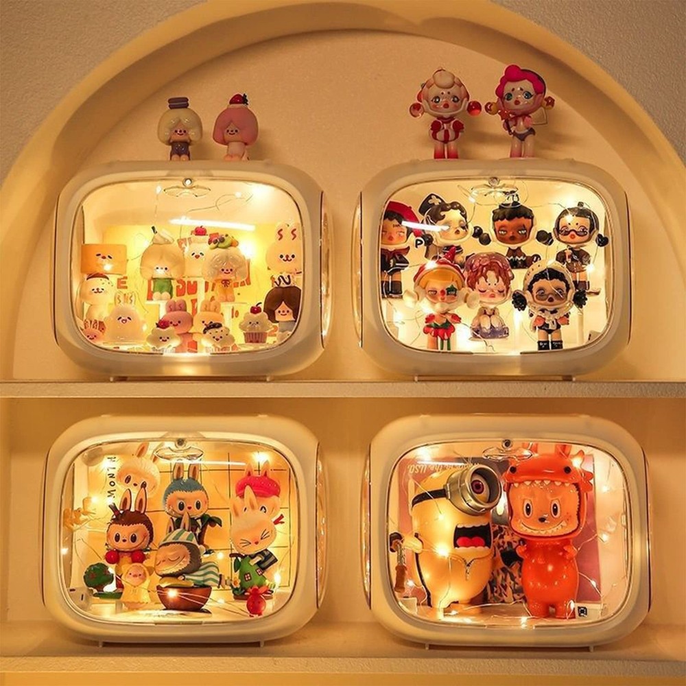 Clear Acrylic Display Case for Figures with LED Light, Dustproof & Moisturepr...