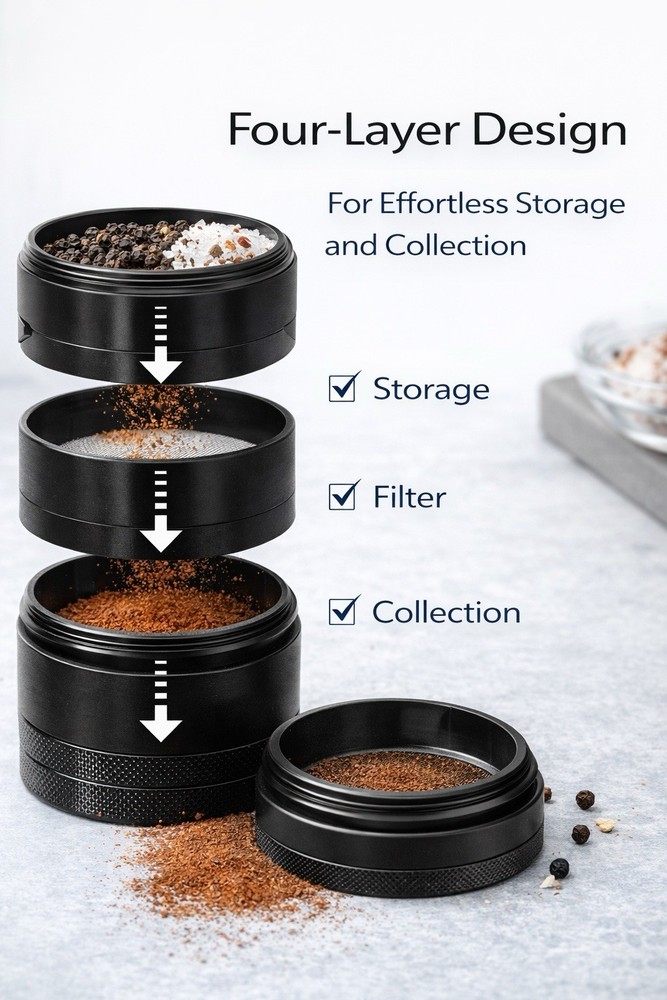 5 Pack Manual Spice Grinder Mixed Colors 4 Layer Kitchen Crusher Bulk