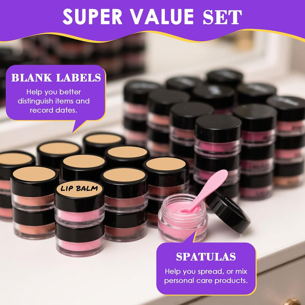 60 Pcs 3 Gram round Small Sample Containers with Lids Clear Plastic Mini Sample