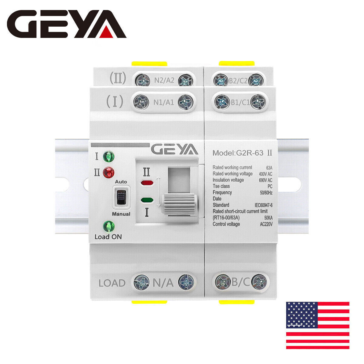 GEYA Mini Dual Power 4P 63A 220V Automatic Transfer Switch For Grid PV Solar
