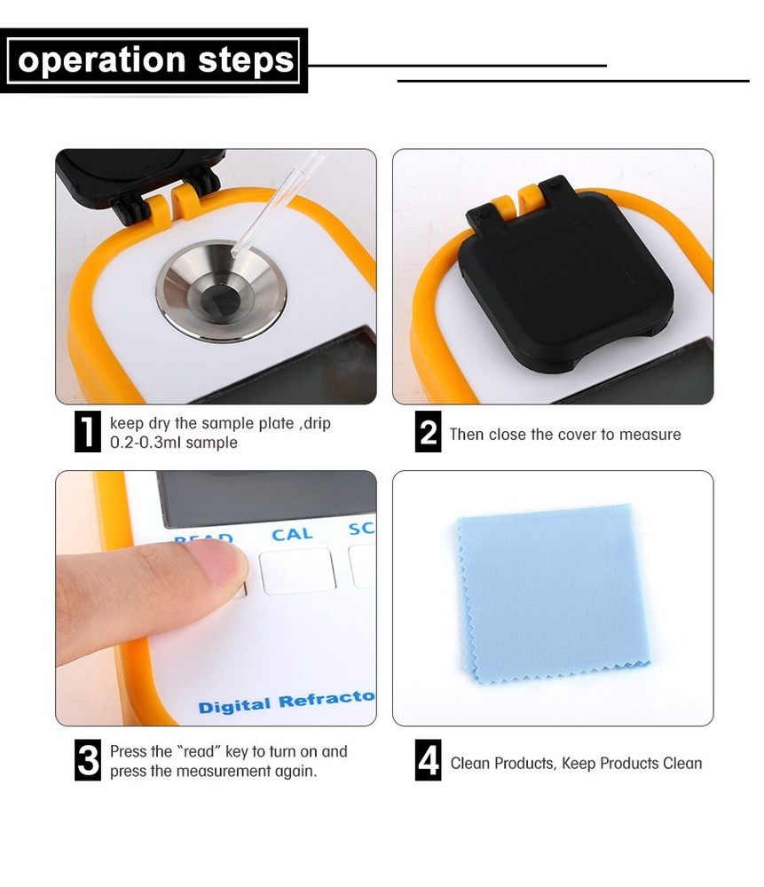 Portable Brix Meter Refractometer Honey Sugar Content Tester with Range 0 to 50%