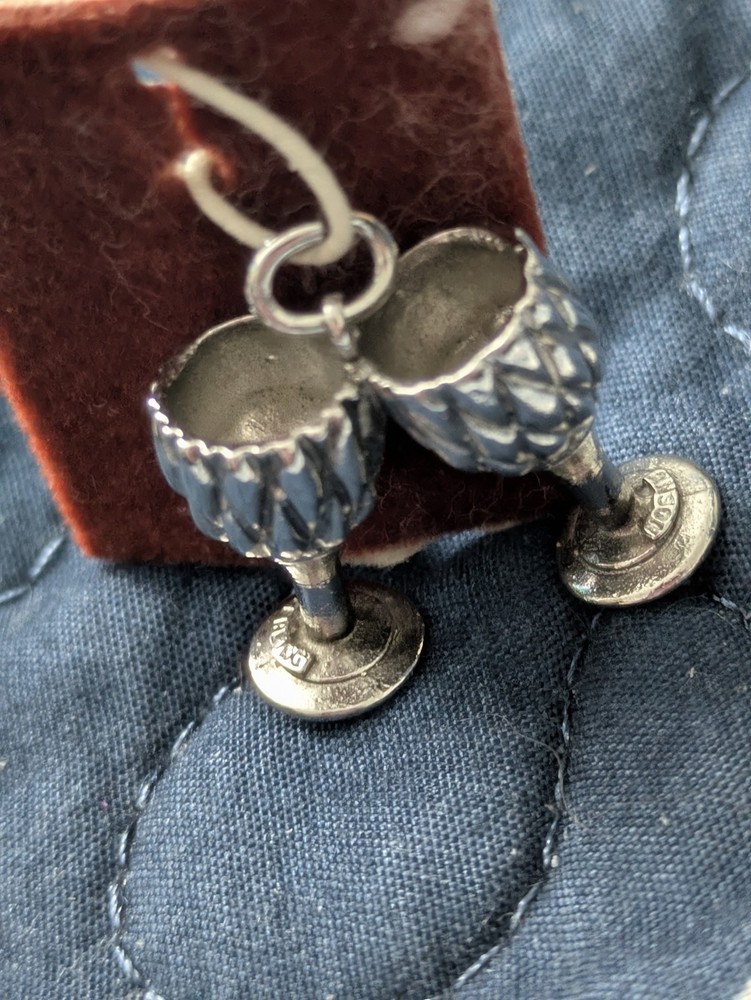 Late 20th Century Sterling Silver Wine Goblets Charm