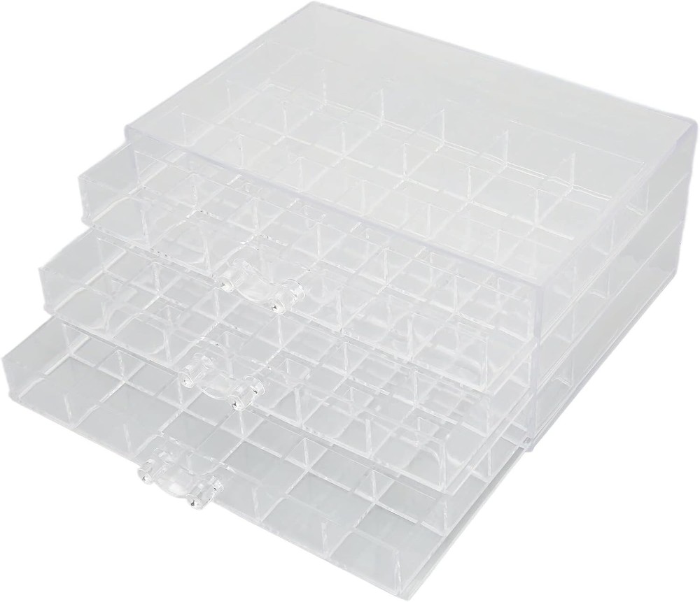 3-Layer Acrylic Jewelry Organizer Box - 72 Grids Clear Stackable White