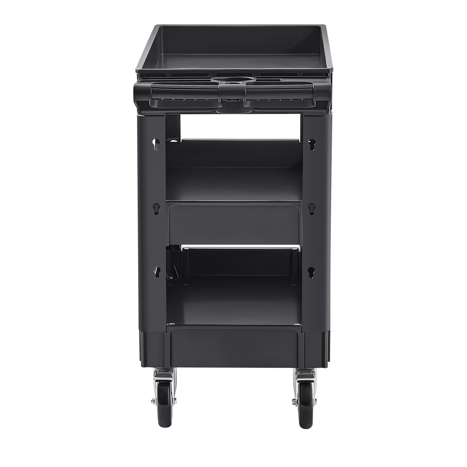 Uimoso Utility Service Cart 3 Shelf 550LBS 360° Swivel Wheels (2 with Brakes)