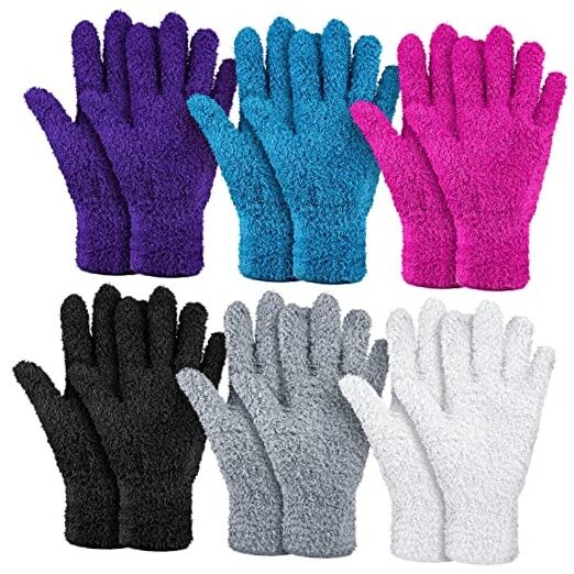 6 Pairs Microfiber Dusting Gloves, Dusting Cleaning Gloves Medium Bright Color