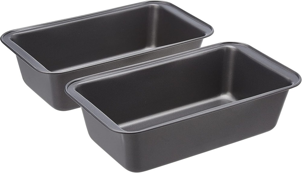Basics Rectangular Baking Bread Loaf Pan, 9.5 x 5 Inch, Set of 2, Gray