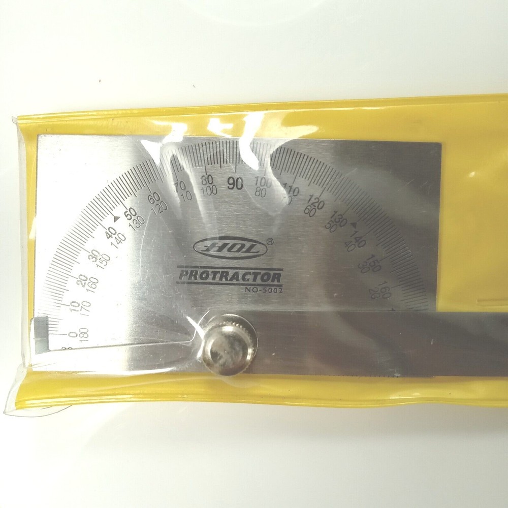 HOL 5002 Stainless Steel Rectangular Square Head Protractor with Plastic Bag