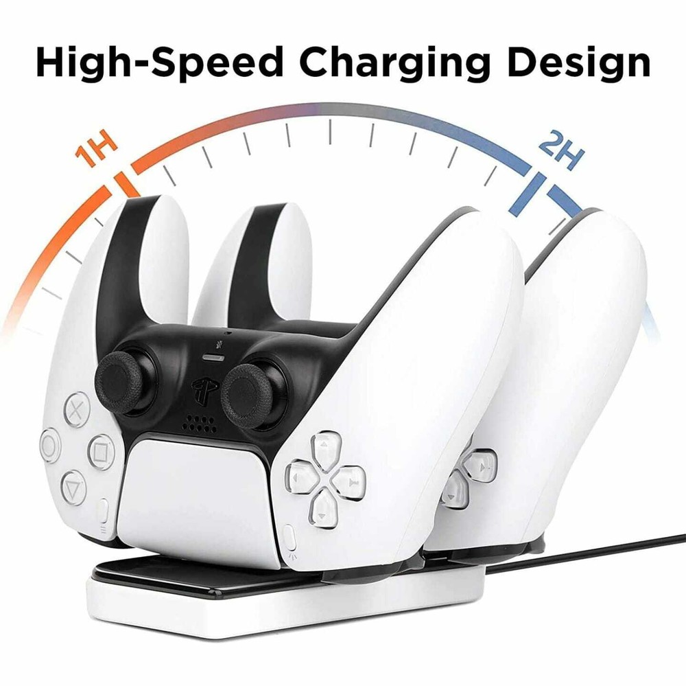 Dobe Dual PS5 Controller Fast Charging Dock, Compact and Lightweight, White