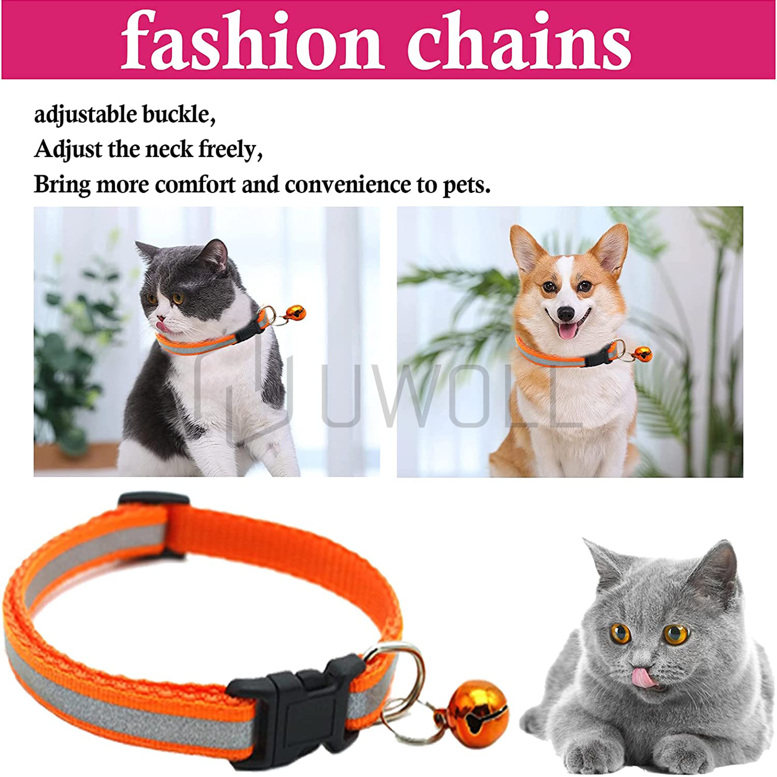 Reflective Nylon Collars With Bell For Cat kitten Small Dog Puppy Pet Adjustable