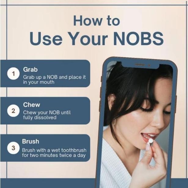NOBS Toothpaste Tablets - Nano Hydroxyapatite, Fluoride Free, Plastic Free, Eco