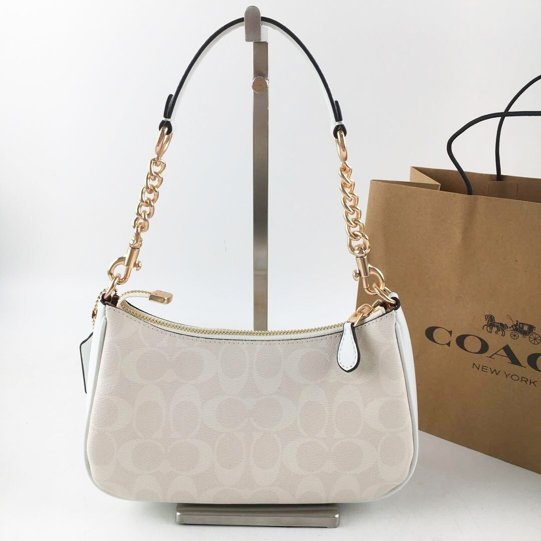 COACH Teri Shoulder Bag In Signature Canvas CA548 White NWT Ships from US