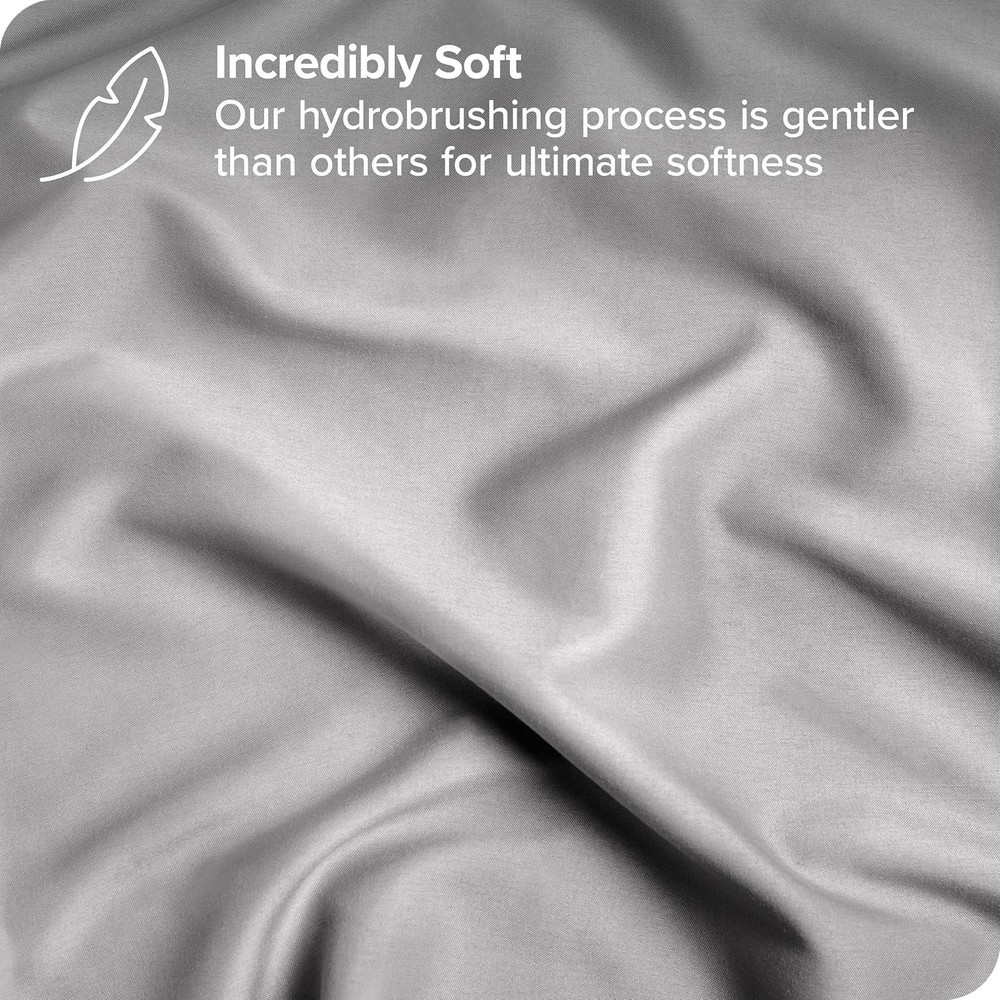 Light Grey Microfiber Bed Sheets Set with Cooling Envelope Pillowcases