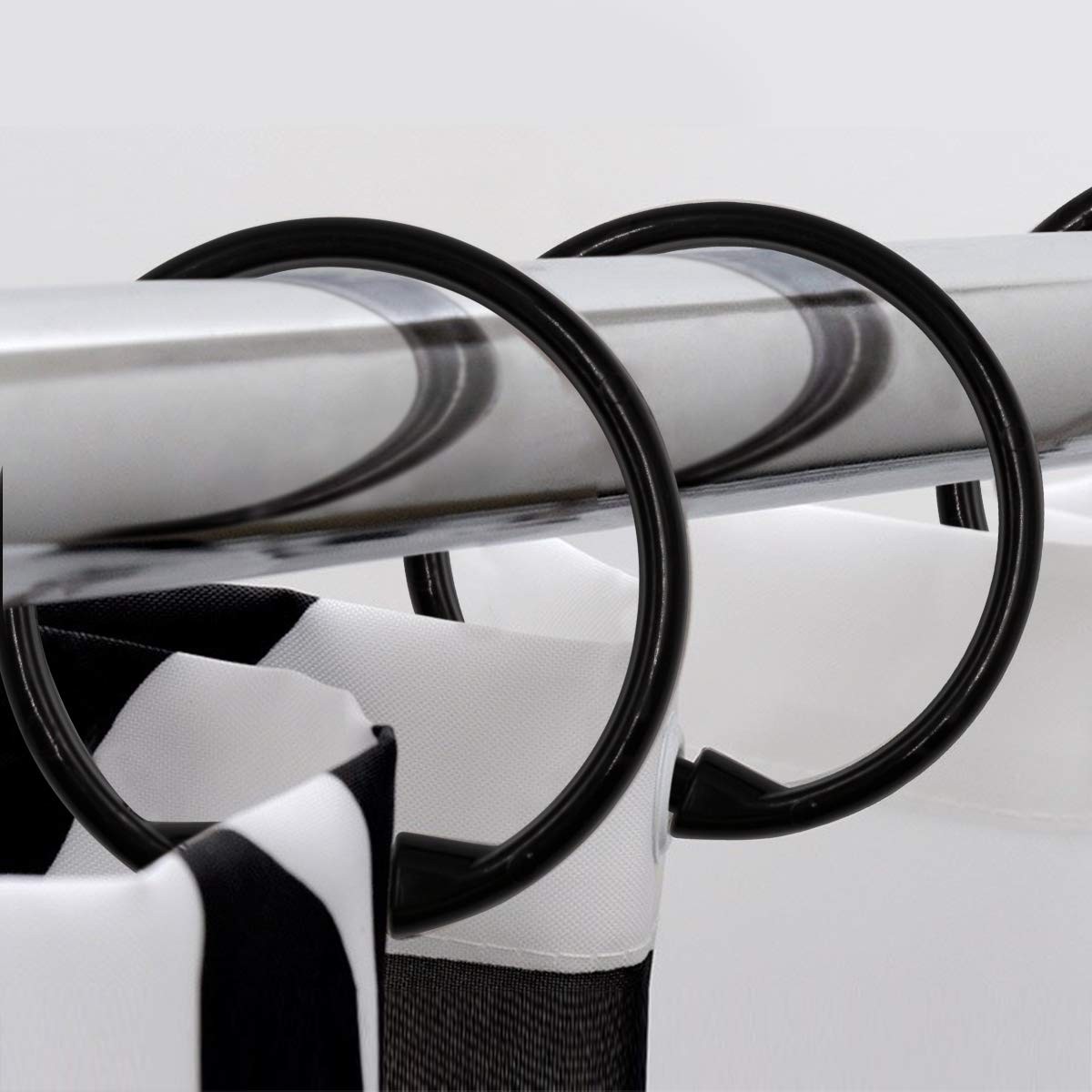Qulable Shower Curtain Rings-12 Pack- Plastic Blackï¼ 12 Pack