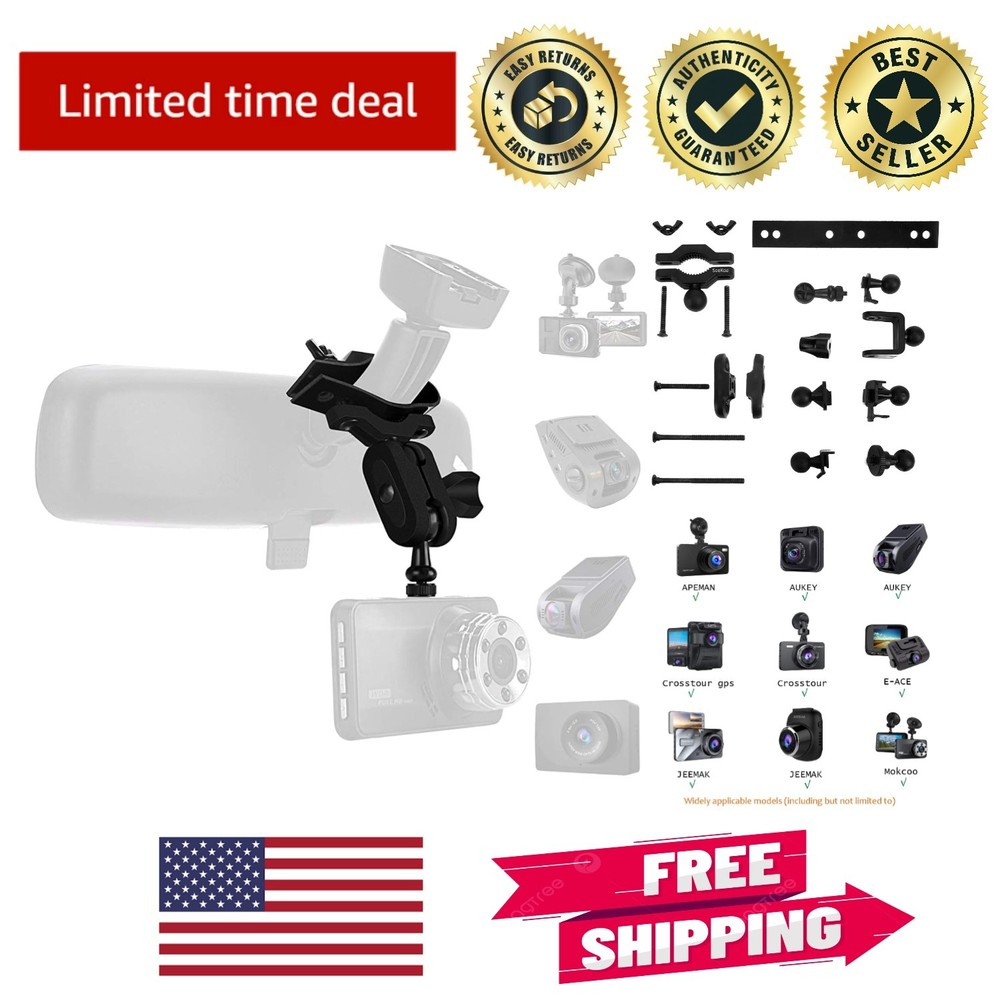 Dash Cam Mirror Mount with 16 Adjustable Joints for Enhanced Visibility