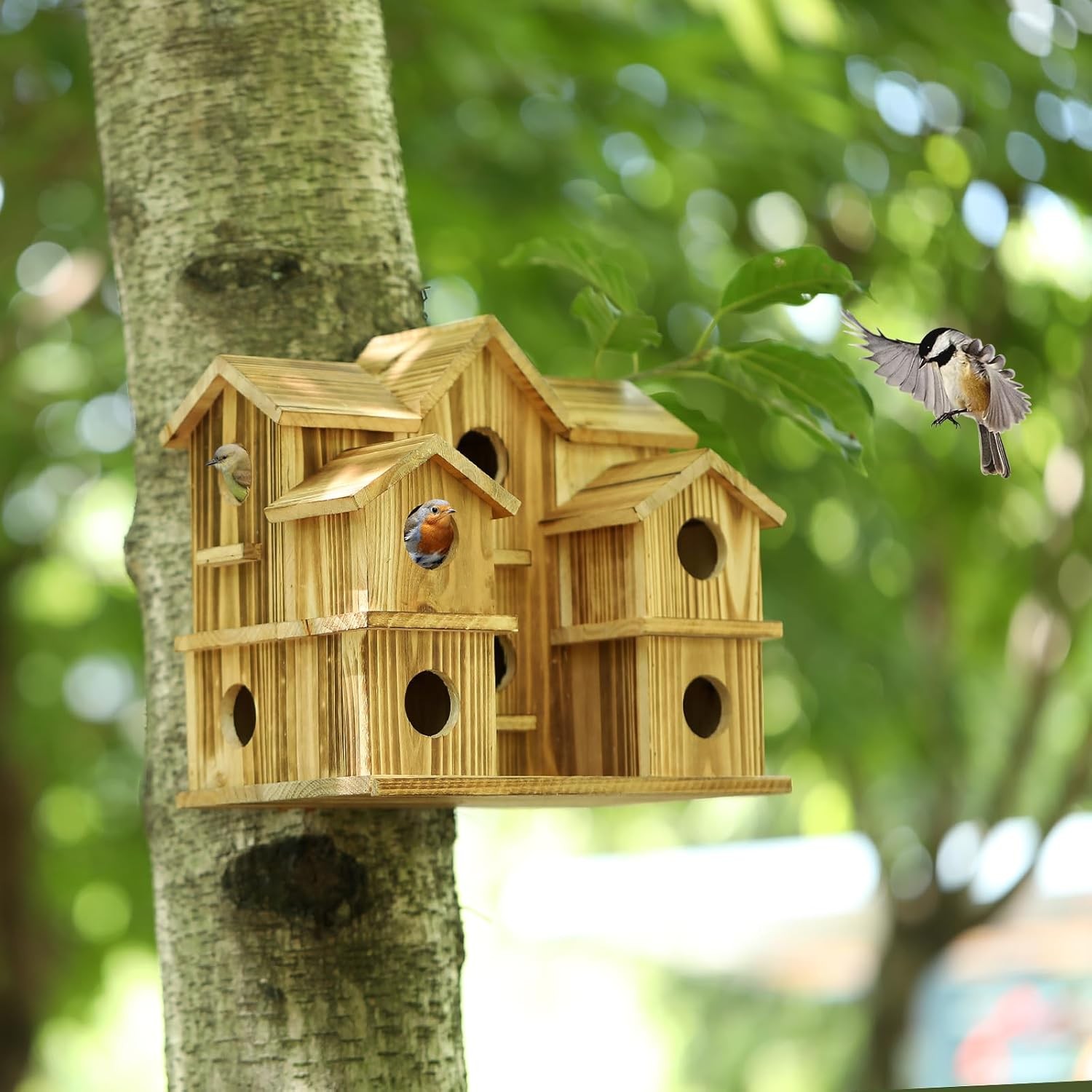 Bird Houses for Outside 10 Hole Bird House Room for 10 Bird Families Large