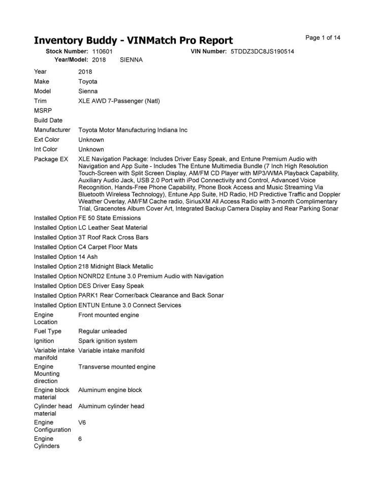 Seat Belt Front Bucket Pre-crash System Driver Fits 18-20 SIENNA 10324687