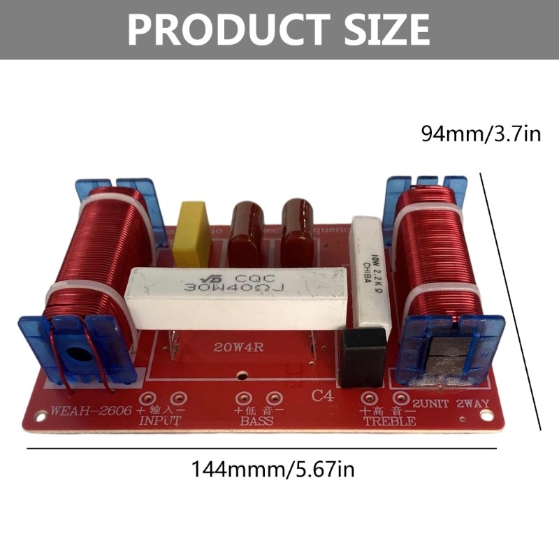 400W 2 Ways Speaker Crossover Treble Bass Filter Frequency Divider