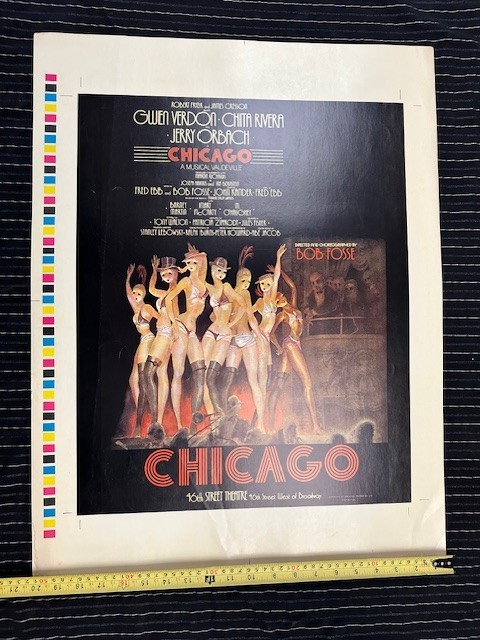 CHICAGO UNCUT POSTER VINTAGE 1977 FIRST EDITION 20''x26'' RARE DAMAGED CREASES