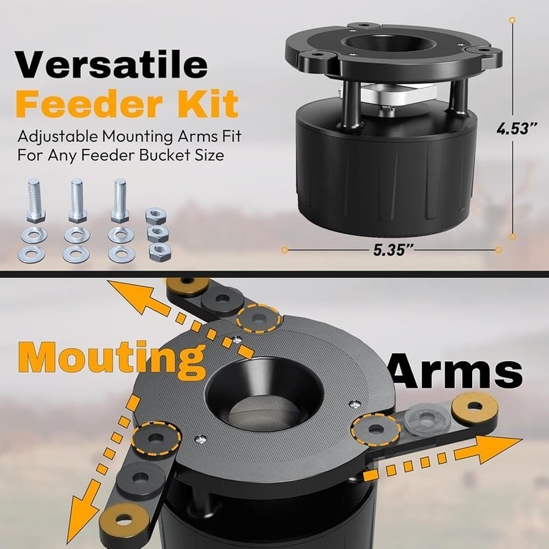 Efficient Deer Feeder Kit Digital Timer Solar Panel Compatible Adjustable Arms