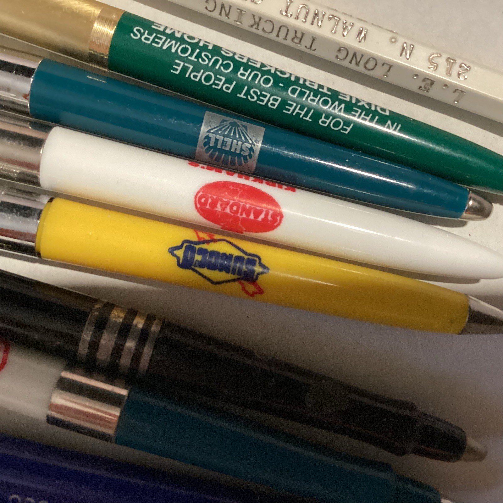 VINTAGE 1970'S ADVERTISING PENS GAS & OIL AND TRUCKING FROM ILLINOIS LOT OF 10