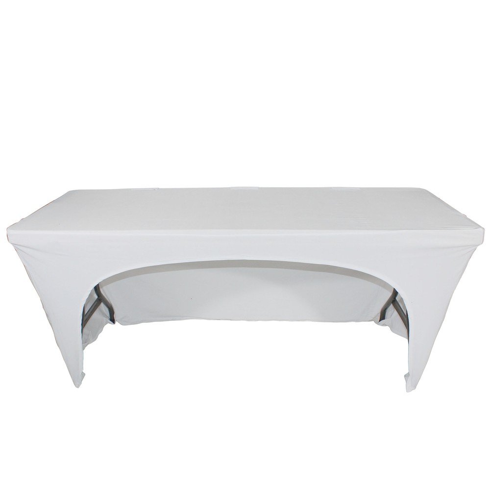 Pro X 6 Ft. Open Back Spandex Table Cover Scrim - White