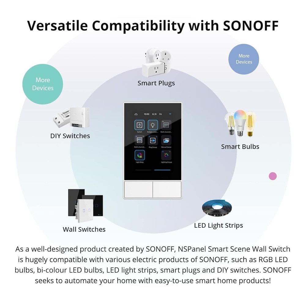 SONOFF NSPanel WiFi Smart Wall Light Switch Touchscreen Smart Home Control Panel